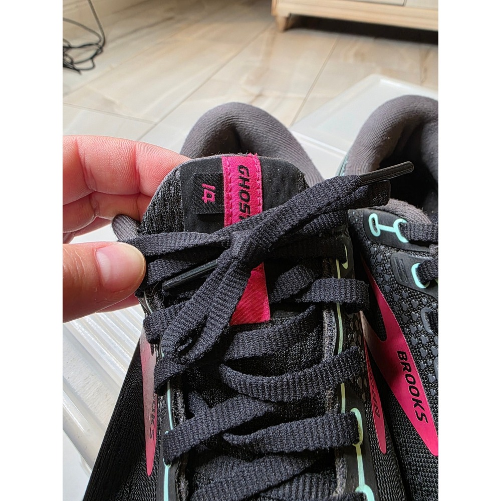 Brooks Ghost 14 Womens Running Shoes Black Pink Mint Wide D 1203561D013 Size 8 - Picture 3 of 16